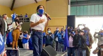 Yaku Pérez presentó su movimiento político Somos Agua, este 14 de agosto de 2021.