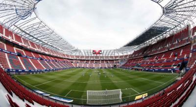 El estadio de El Sadar, en Pamplona, España, durante un partido sin público.