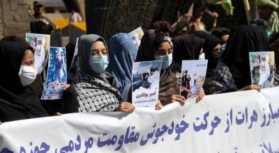 Un grupo de mujeres afganas durante una protesta en Kabul, el 7 de agosto de 2021.