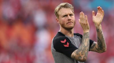 Simon Kjaer, durante el partido ante Gales por la Eurocopa, el 26 de junio de 2021. 