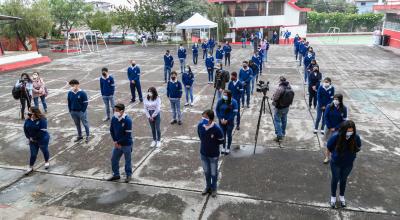 Estudiantes del colegio Eduardo Salazar Gómez, de Quito, el 7 de junio de 2021.