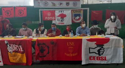 Gremios sindicalistas se reunieron en una nueva convención del FUT, en Quito, el 4 de septiembre de 2021.