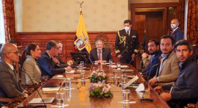 El presidente Guillermo Lasso durante la reunión de su gabinete económico en Carondelet, el 7 de julio de 2021.