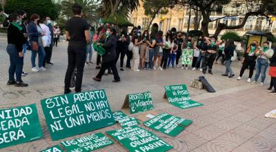 Colectivos feministas realizan un plantón para exigir a la Asamblea la aprobación de la ley de aborto por violación, el 28 de septiembre de 2021.