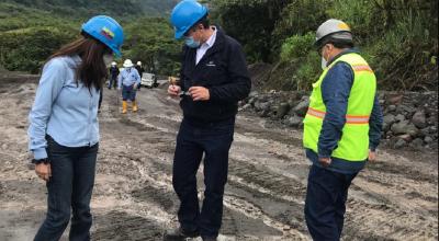 Visita técnica a la zona de la erosión regresiva del río Quijos, en el sector de San Luis, provincia de Napo, el 4 de diciembre de 2021.