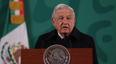 El mandatario mexicano, Andrés Manuel López Obrador, durante una conferencia, en el Palacio Nacional. México, 13 de diciembre de 2021