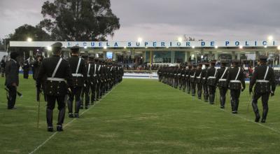 Una ceremonia policial realizada en la Escuela Superior de Policía, en Quito, el 16 de agosto de 2021.