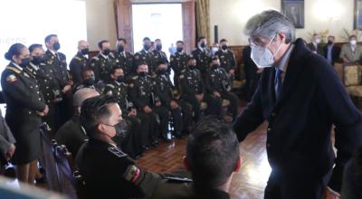 El presidente Guillermo Lasso reconoció el trabajo de la Policía Nacional, el 17 de agosto de 2021.