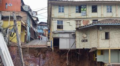 Zona de Zaruma en El Oro, impactada por el socavón, el 17 de diciembre de 2021. 