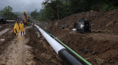 Trabajos en el SOTE, en el sector de Piedra Fina (Napo) continúa. Imagen del 25 de diciembre de 2021.