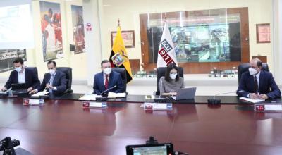 Rueda de prensa del COE Nacional, en el ECU 911 de Quito, el 17 de febrero de 2022 donde se anunciaron nuevas medidas.