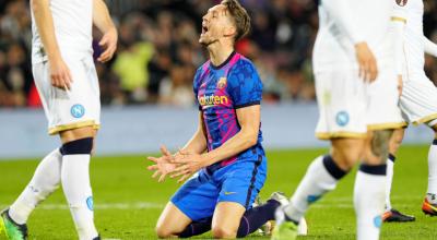 Luuk de Jong, del Barcelona, en el partido ante el Napoli, en el Camp Nou, el 17 de febrero de 2022.