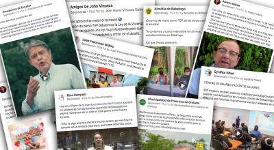 Capturas de la pauta publicada en Facebook por políticos e instituciones públicas.