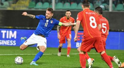 Ciro Inmobile, de Italia, en el partido ante Macedonia del Norte, en Palermo, el 24 de marzo de 2022.