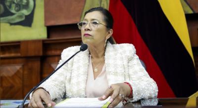 La presidenta de la Asamblea, Guadalupe Llori, durante la sesión de este 17 de mayo de 2022.