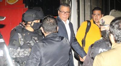 El exvicepresidente Jorge Glas, a su arribo a la cárcel 4 de Quito, 21 de mayo de 2022.