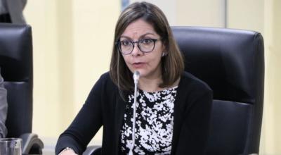 La ministra de Salud, Ximena Garzón, en una rueda de prensa, el 25 de mayo de 2022 en Quito.