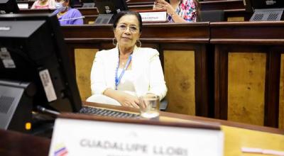 La asambleísta Guadalupe Llori en su curul, en la sesión de este 2 de junio de 2022.