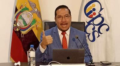 Hernán Ulloa, presidente del Cpccs, en sesión del 18 de mayo de 2022. Se refirió a los procesos de designación de contralor y otras autoridades.