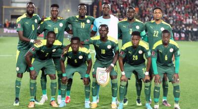 La selección de Senegal, antes del partido ante Egipto por la clasificación al Mundial, el 25 de marzo de 2022.