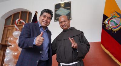 Jorge Yunda, exalcalde de Quito, en la Unidad Educativa Franciscana San Andrés, el 14 de julio de 2022.