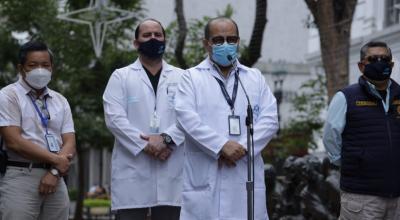 Rueda de prensa del COE Cantonal, en los bajos del Municipio de Guayaquil, el 2 de agosto de 2022, sobre el informe de casos Covid-19.