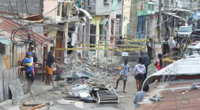 Vista general de la zona cero del atentado con explosivos en Cristo del Consuelo, en Guayaquil, el 15 de agosto de 2022.