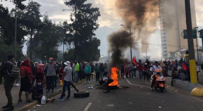 Manifestantes en el centro norte de Quito, el 22 de junio de 2022, tras una crisis política con el Ejecutivo.