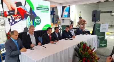 Lanzamiento de la gasolina Ecoplus en La Aurora, Daule (Guayas) El 25 de agosto de 2022.