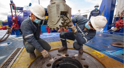 Torre petrolera en el bloque Sacha, ubicado en la Amazonía ecuatoriana, en octubre de 2021.