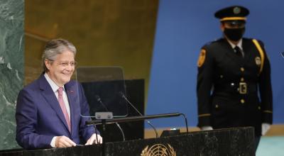 El presidente Guillermo Lasso durante su participación en la Asamblea de las Naciones Unidas. 21 de septiembre de 2022