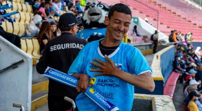 'Leo' López en la victoria de Universidad Católica ante Orense, el 18 de septiembre de 2022, en el estadio Atahualpa. 