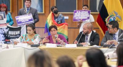 Elizabeth Otavalo, madre de María Belén Bernal, durante su comparecencia en la Comisión de Justicia, el 27 de septiembre de 2022.