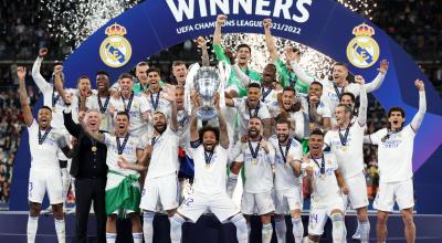 Real Madrid festeja su título de Champions League, el 28 de mayo de 2022.