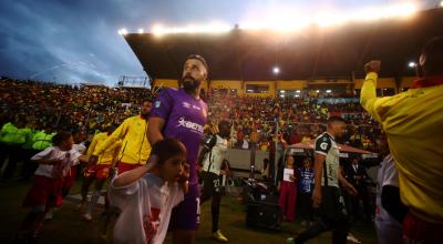 Hernán Galíndez, antes de la final de Aucas ante Barcelona, en el estadio Gonzalo Pozo Ripalda, el 13 de noviembre de 2022.