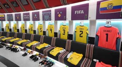 Camerino de Ecuador antes del partido con Qatar. 