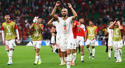 Los jugadores de Marruecos celebran la victoria ante Bélgica, el 27 de noviembre de 2022.