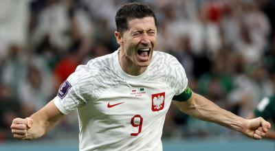 Robert Lewandowski celebra su gol en el partido de Polonia ante Arabia Saudita, el 26 de noviembre de 2022.