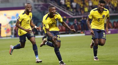 Moisés Caicedo celebra su gol en el partido de Ecuador ante Senegal, el 29 de noviembre de 2022.