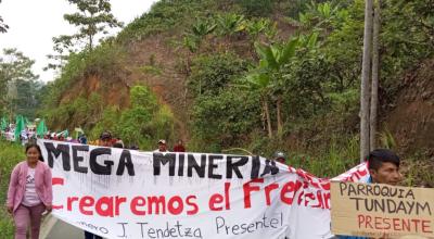 Protesta contra la minería en Bolívar, el 27 de noviembre de 2022, organizada por el Frente Nacional Antiminero.