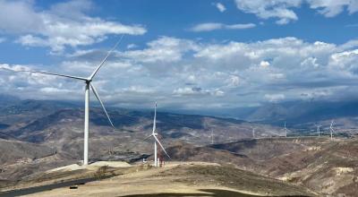 Los aerogeneradores del parque eólico Huascachaca, en Loja, el 29 de diciembre de 2022.