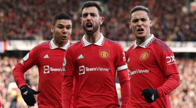 Los jugadores del Manchester United festejan un gol en Old Trafford, el 14 de enero de 2023.