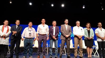 Nueve de los 11 candidatos en la carrera por la Alcaldía de Guayaquil, el 15 de enero de 2023. 