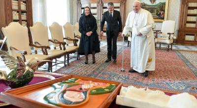 El papa Francisco recibió en audiencia el presidente ecuatoriano, Guillermo Lasso. Vaticano, 21 de enero de 2023