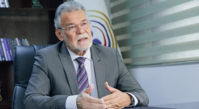 Enrique Pita, vicepresidente del CNE, en entrevista radial en Quito, el  de febrero de 2023.