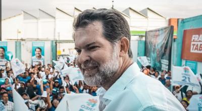 El excandidato a la Prefectura del Guayas, Francesco Tabacchi, en un acto de campaña, el 2 de febrero de 2023. 