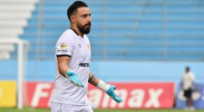 Hernán Galíndez, durante el partido de Aucas ante Delfín, el 11 de junio de 2023.