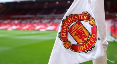 Un banderín de córner en el estadio de Old Trafford del Manchester United.