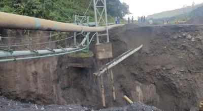 El poliducto Shushufindi-Quito sufrió daños en uno de sus tramos ubicado en el cantón amazónico El Chaco, el 23 de febrero de 2023.