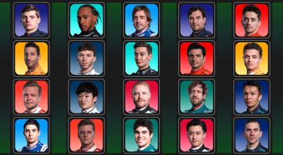 Fotografías de los 20 pilotos que disputarán la temporada 2023 de la Fórmula 1.